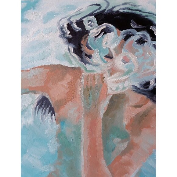 "Bubbles" Original Oil Painting on Cradled Wood Panel 14"w x 11"h x 1.5"d - Picture 4 of 5